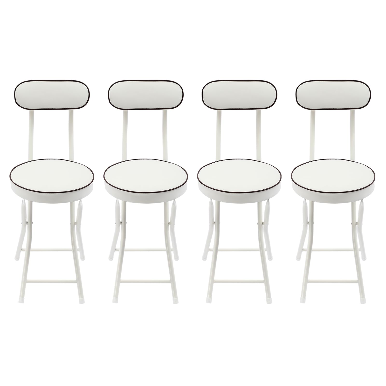 LOYALHEARTDY 4-Pack Folding Stool with Cushioned Seat & Back Support - 18.9 Inch Portable Bar Stool for Camping, Kitchen, Home, Office (White) | Perfect for Outdoor Picnics, Small Spaces & Extra Seating