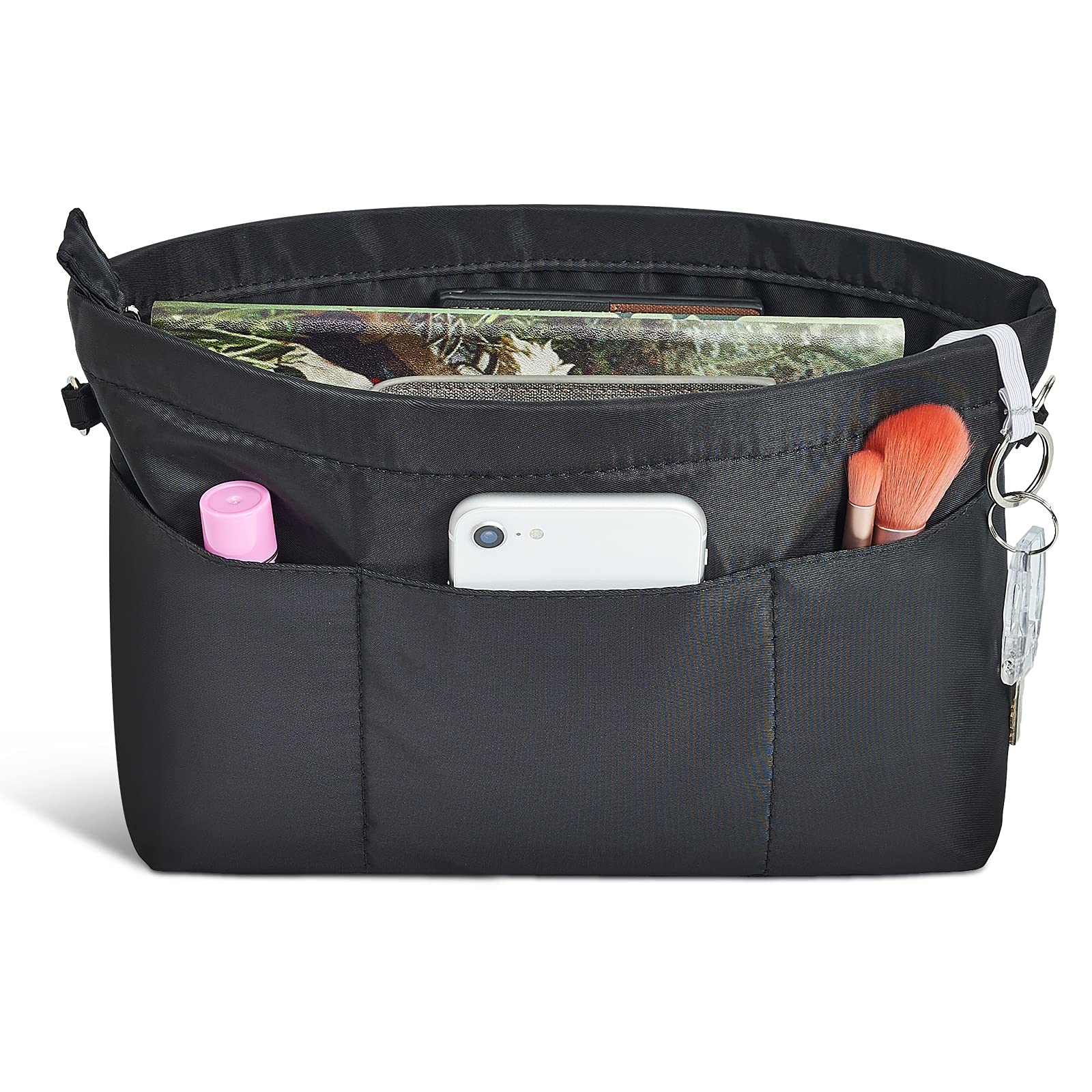 Premium Nylon Handbag Organizer Insert with 13 Zippered Pockets - 5 Sizes for Tote Bags - Perfect for Travel, Work & Daily Organization (Vercord)