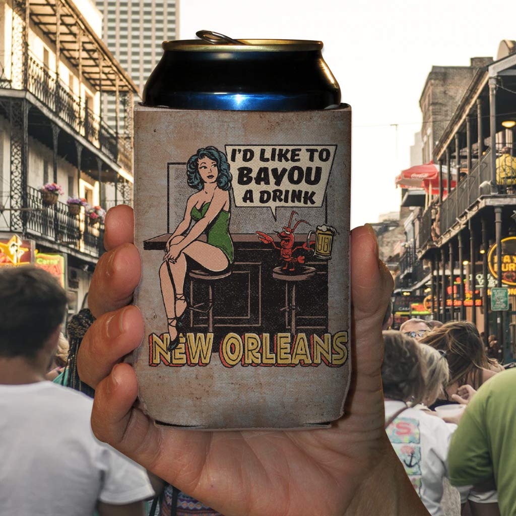 Custom Bachelor Can Coolers - New Orleans Bachelor Party Beer Koozies - 