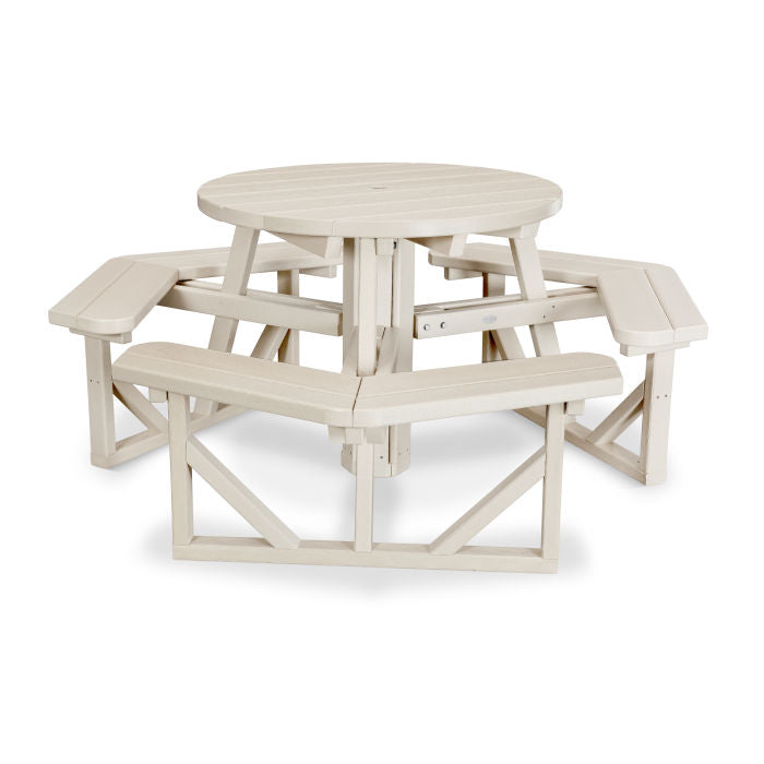 POLYWOOD 36-Inch Round Outdoor Picnic Table - Durable All-Weather Resin Furniture for Patio, Garden, Backyard & Poolside Dining