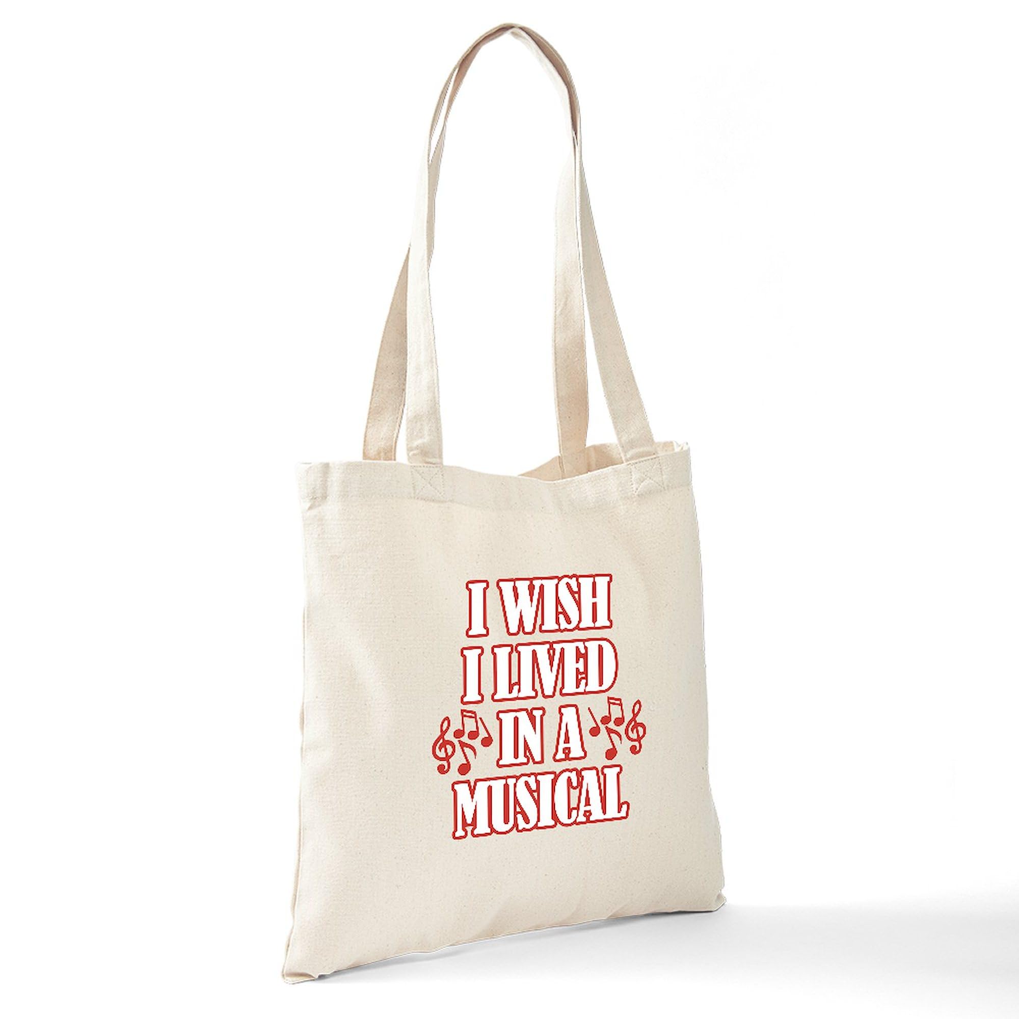 CafePress 'I Wish I Lived In A Musical' Natural Canvas Tote Bag - Reusable Shopping Bag for Groceries, Beach & Everyday Use