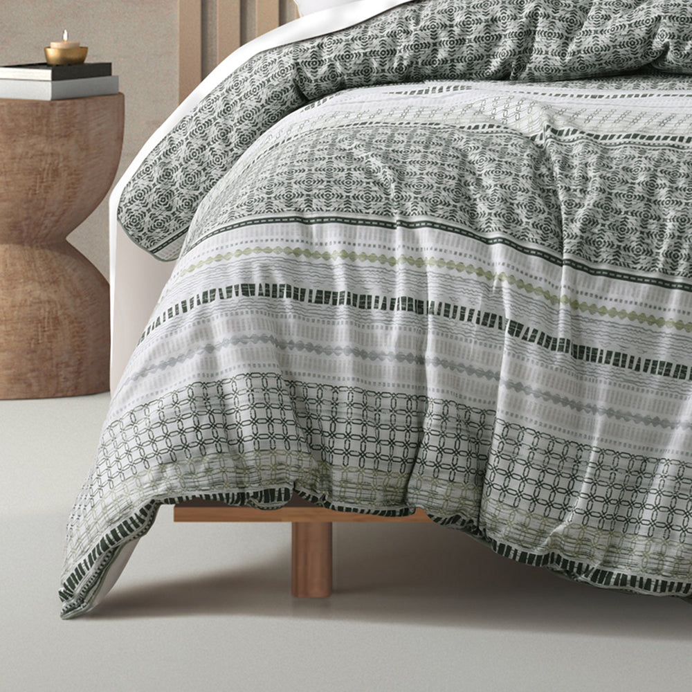 Drake Green Quilt Cover Set - Single Bed Size (39