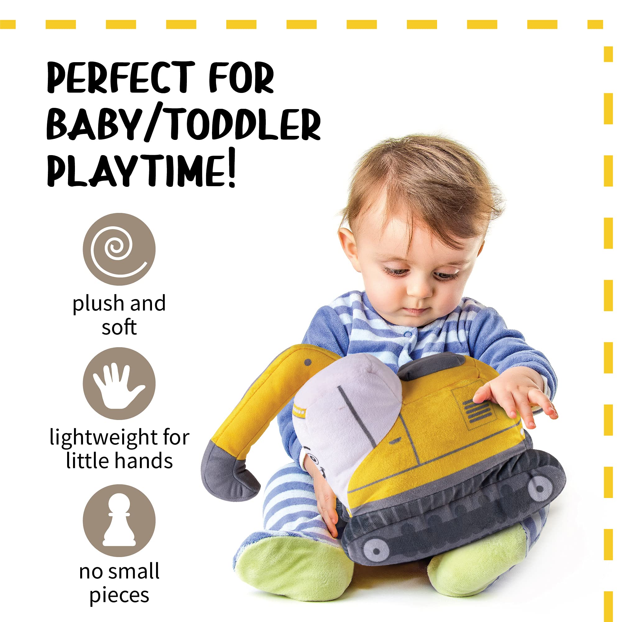 Soft Plush Excavator Toy for Toddlers - Interactive Construction Stuffed Truck with Realistic Design | Perfect for Pretend Play, Birthday Gifts & Early Learning Activities