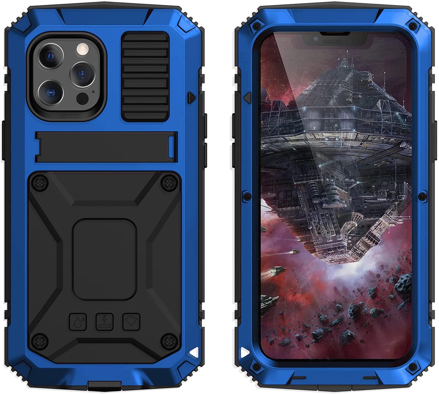 Premium iPhone 14 Pro Max Aluminum Case with Kickstand - Shockproof & Slim Protective Cover | Perfect for Work, Travel & Outdoor Activities