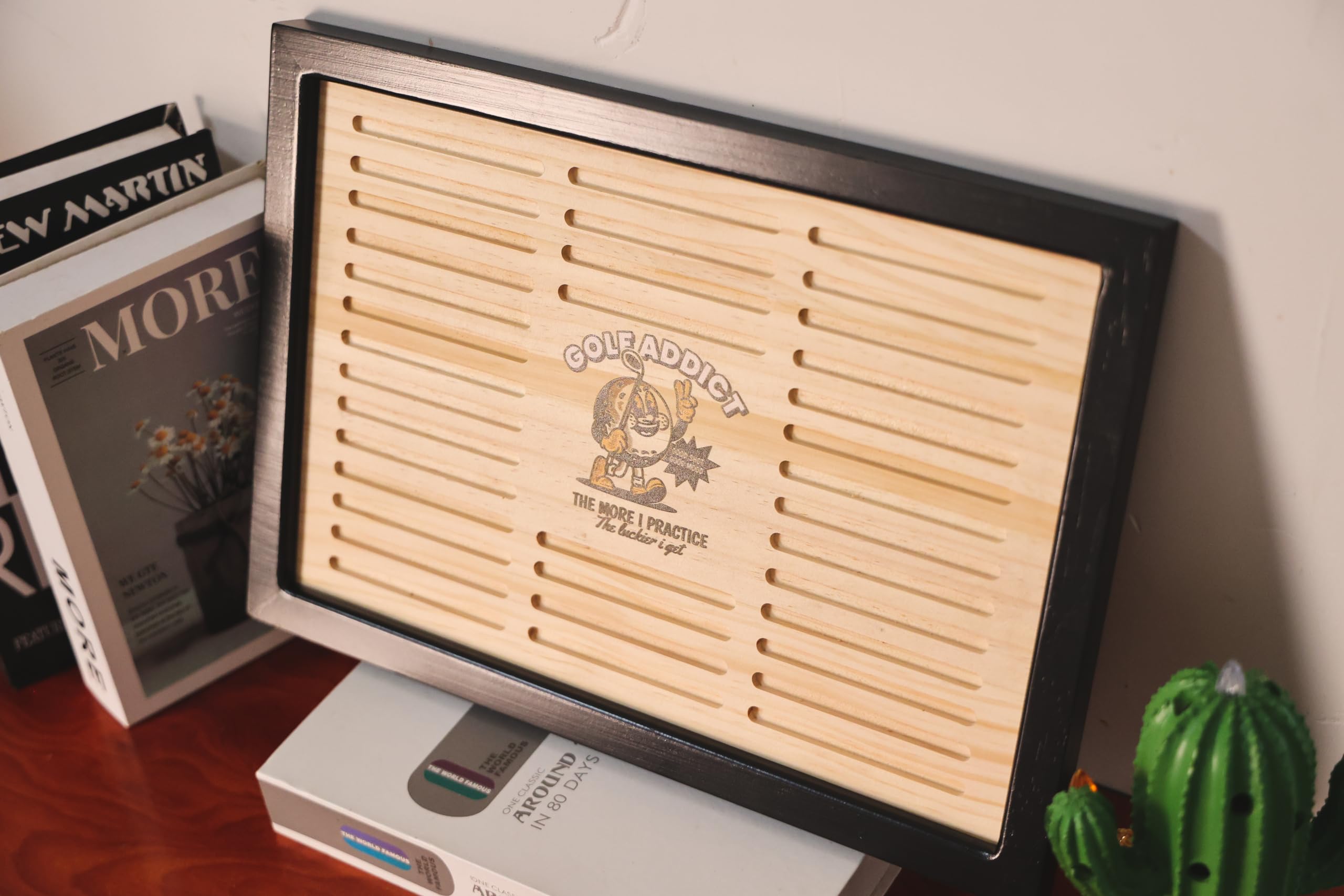 Premium Pine Wood Golf Pencil Display Case - Holds 36 Hexagonal Golf Pencils | Unique Golfer Gift for Men, Father & Husband | Golf Tournament Souvenirs & Collectibles | Perfect for Home Office, Man Cave or Golf Clubhouse Display