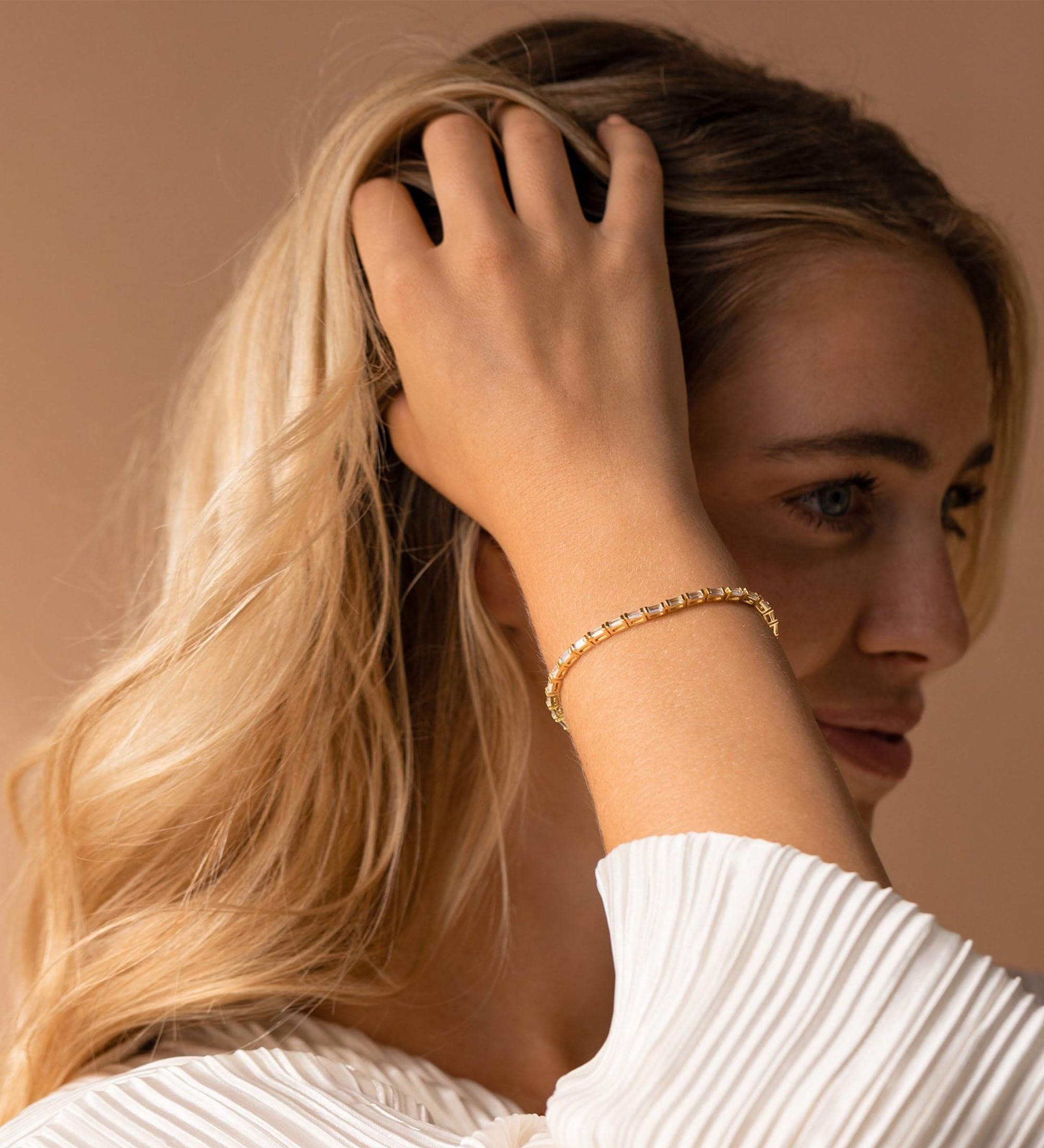 Trendy 14K Gold Plated Beaded Chain Bracelet Set for Women - Dainty Stackable Paperclip Bracelets, Thin Small Cute Jewelry Gift (Waterproof, Fashion Accessories) - Perfect for Daily Wear, Office, Date Night & Special Occasions