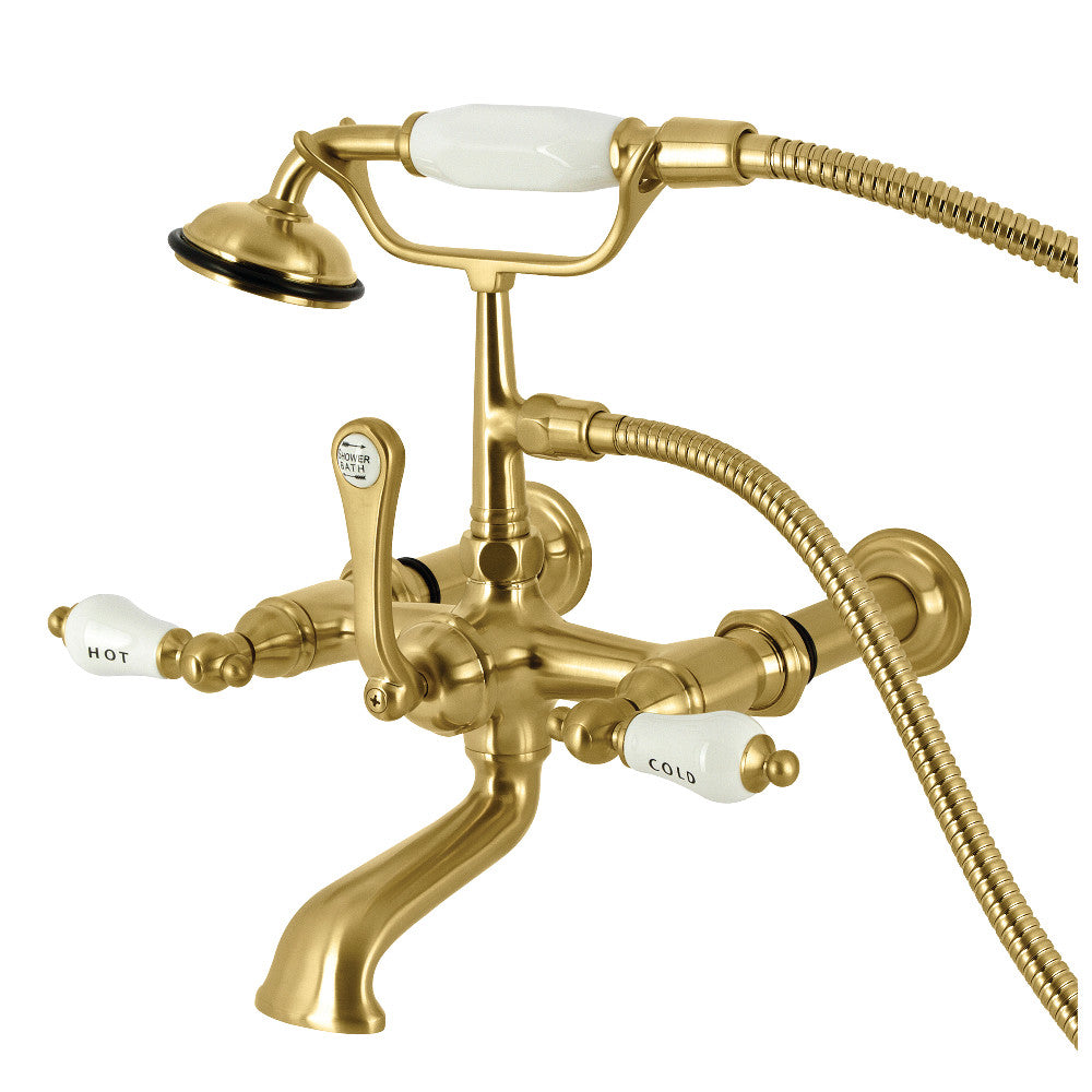 Kingston Brass CC545T2 Vintage 7 Inch Wall Mount Tub Faucet with Hand Shower - Classic Bathroom Fixture for Spa-Like Shower Experience