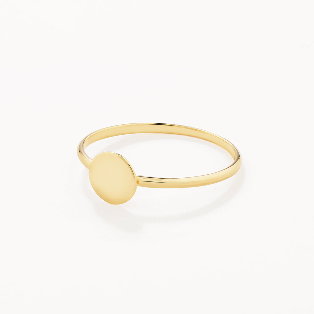 10k Gold Mini Engravable Disc Ring - Personalized Jewelry Gift for Women, Engraved Nameplate Ring for Anniversary, Wedding, Birthday - Perfect for Everyday Wear & Special Occasions