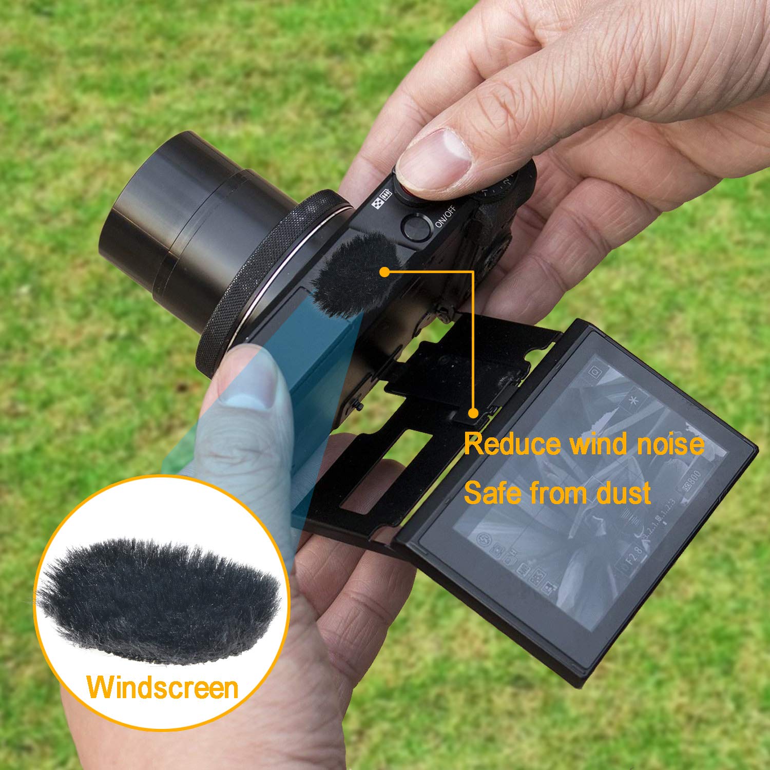Professional Camera Mic Windscreen Dead Cat - 8 Pack Furry Wind Muff Cover for Canon G7X Mark II, Sony, Samsung DSLR Microphones - Perfect for Outdoor Vlogging, Interviews & Wind Noise Reduction