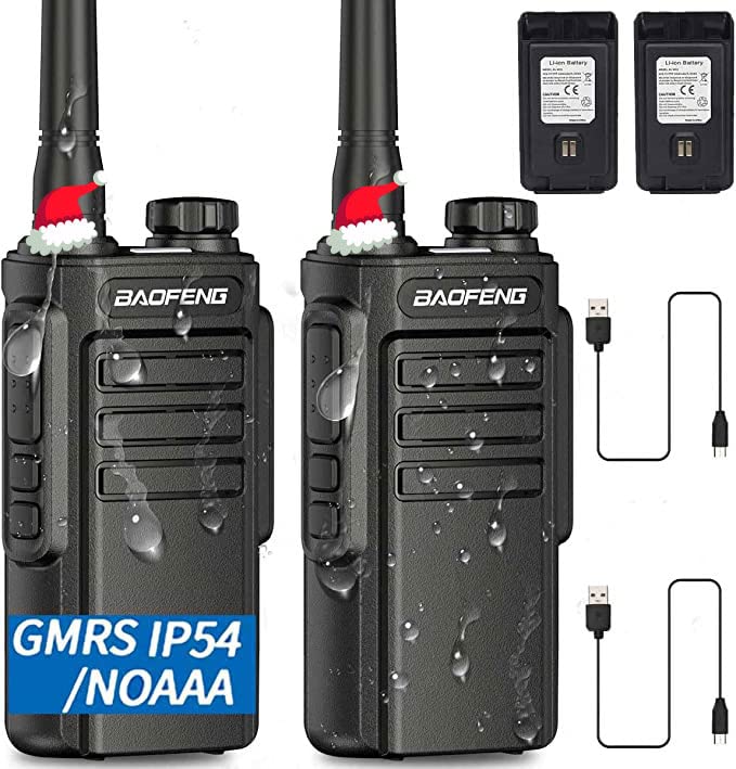 Baofeng GMRS Two-Way Radio Walkie Talkies for Adults - Long Range Waterproof Rechargeable with NOAA Weather Alert, GMRS Repeater & Type-C Charging (2 Pack) - Ideal for Hiking, Camping, and Emergency Communication