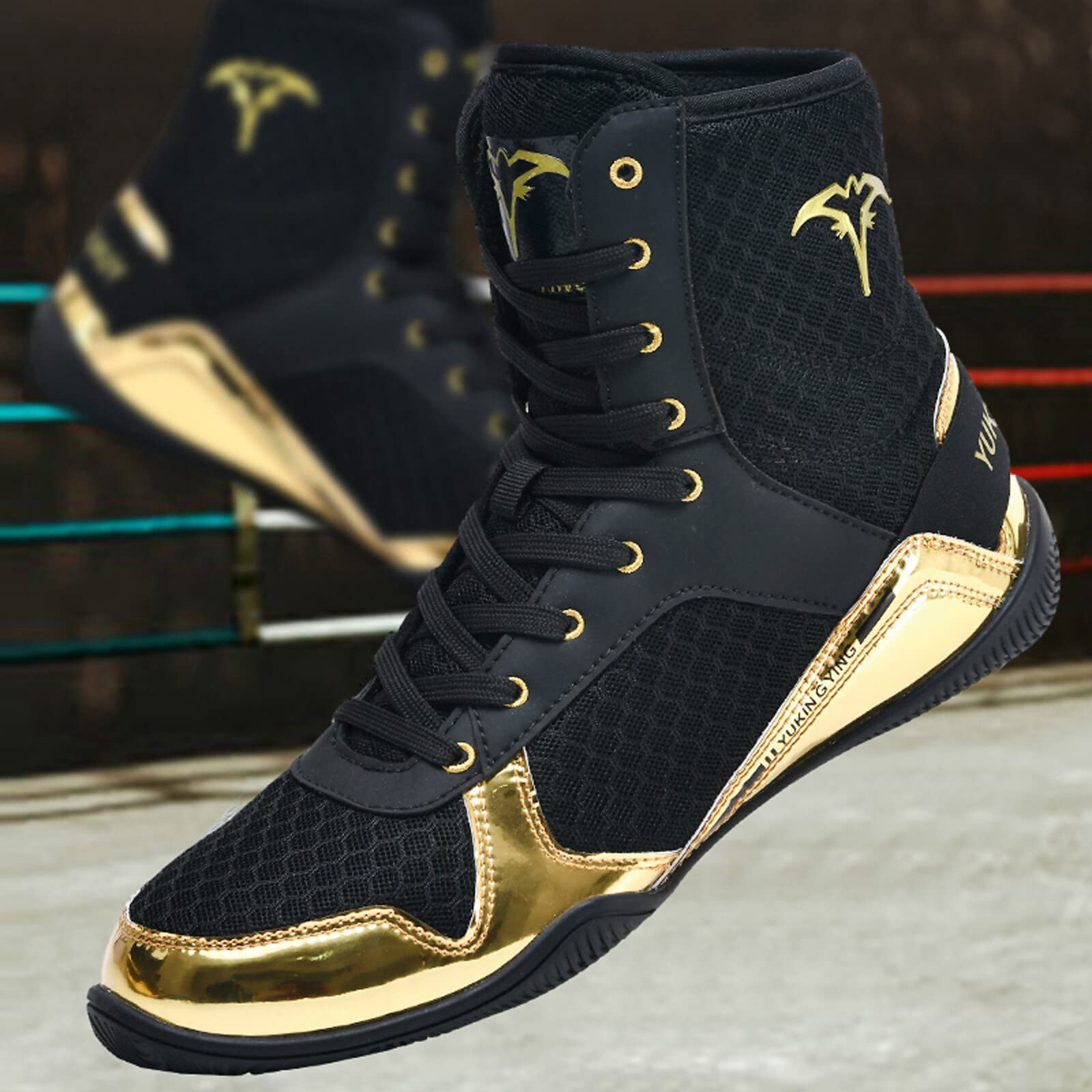 Men's Boxing Shoes for Deep Squats - Wrestling Combat Training Shoes with Breathable Design for Junior & Adult Athletes | Perfect for Boxing, Wrestling & Gym Workouts