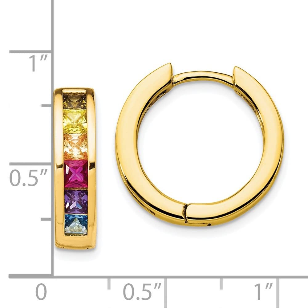 925 Sterling Silver 14k Gold Plated Cubic Zirconia Hoop Earrings for Women - Colorful CZ Channel Set Small Hoops - Perfect for Parties, Weddings & Everyday Wear