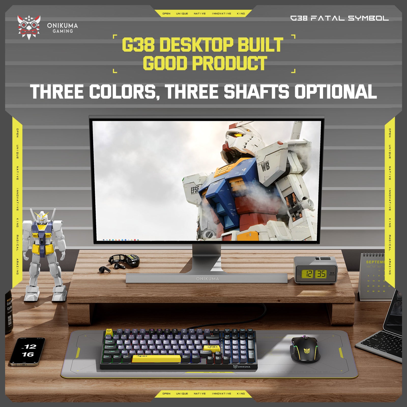 ONIKUMA G38 RGB Wired Mechanical Gaming Keyboard - 98 Keys with Customizable Backlight for PC & Laptop - Perfect for Esports, Typing & Office Work