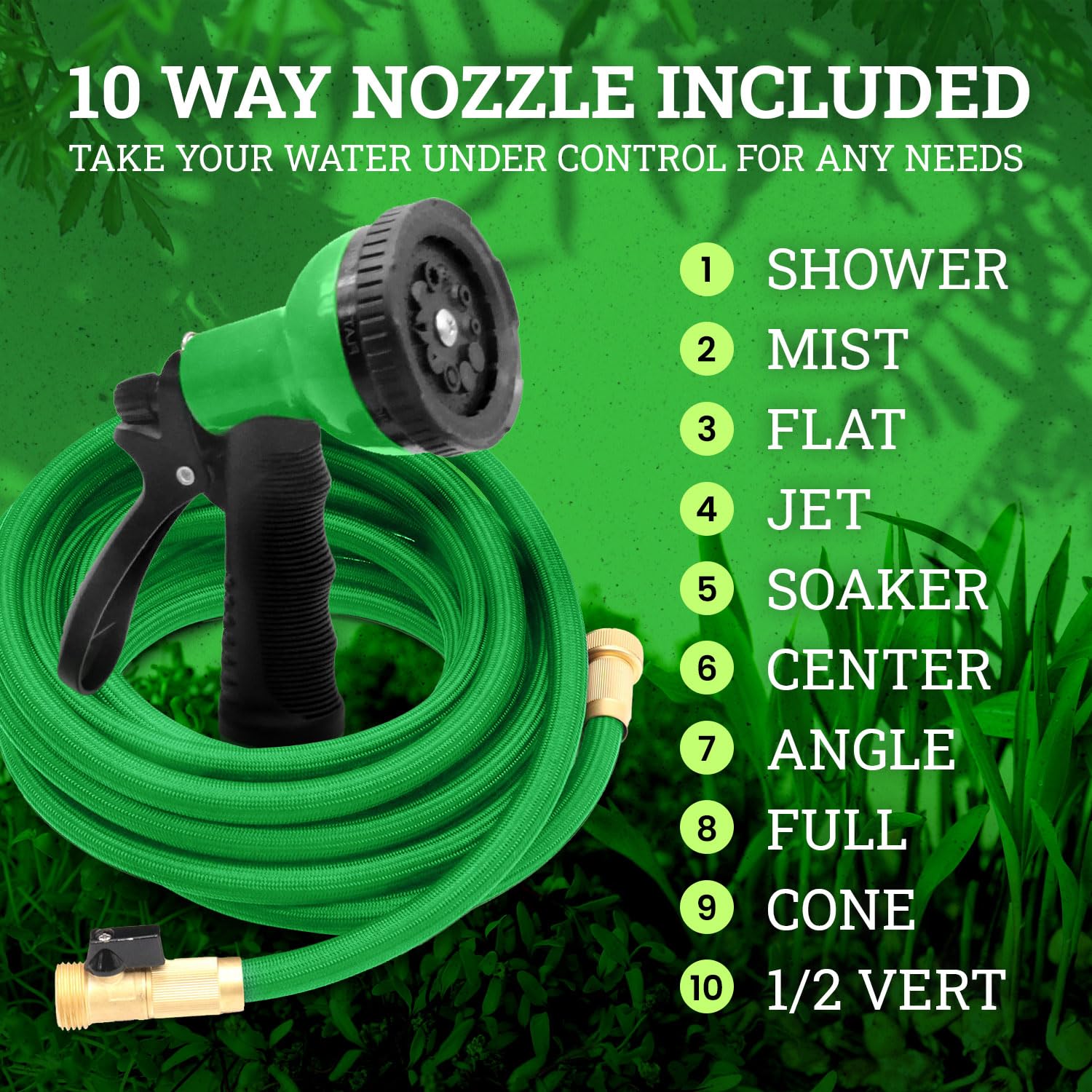 **75 Ft Heavy Duty Garden Hose with Spray Nozzle - Lightweight, Kink Resistant & Durable for Watering, Sprinkling, Cleaning - Perfect for Lawns, Gardens, Car Washing & Outdoor Use**
