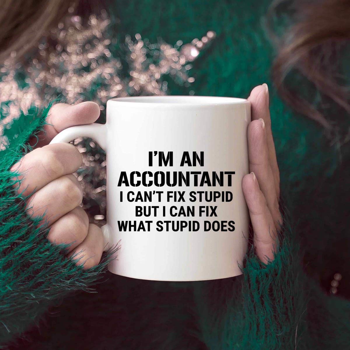 Funny Accountant Coffee Mug - 'Can't Fix Stupid' Sarcastic Gift for Accountants - Perfect for Office, Birthday & Coworker Gifts - Great for Coffee, Tea & Workplace Humor