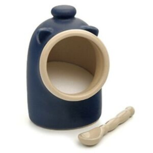 Premium Ceramic Salt Pig with Lid - Handmade Salt Keeper for Kitchen Countertop - Perfect for Cooking, Baking & Tabletop Seasoning