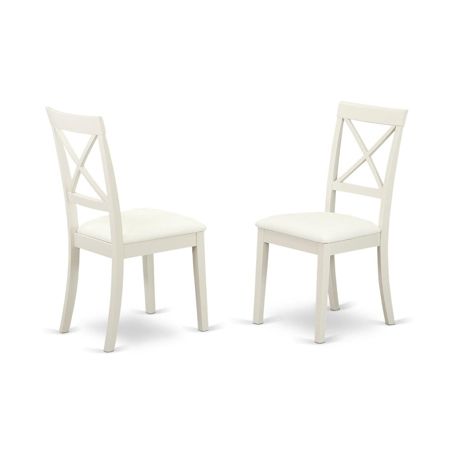 East West Furniture NOBO3-WHI-LC 3-Piece Kitchen Table & Chairs Set - 32x54 Inch Rectangle Dining Table with Butterfly Leaf & 2 Faux Leather Chairs, Linen White - Perfect for Small Dining Rooms, Breakfast Nooks & Cozy Apartments