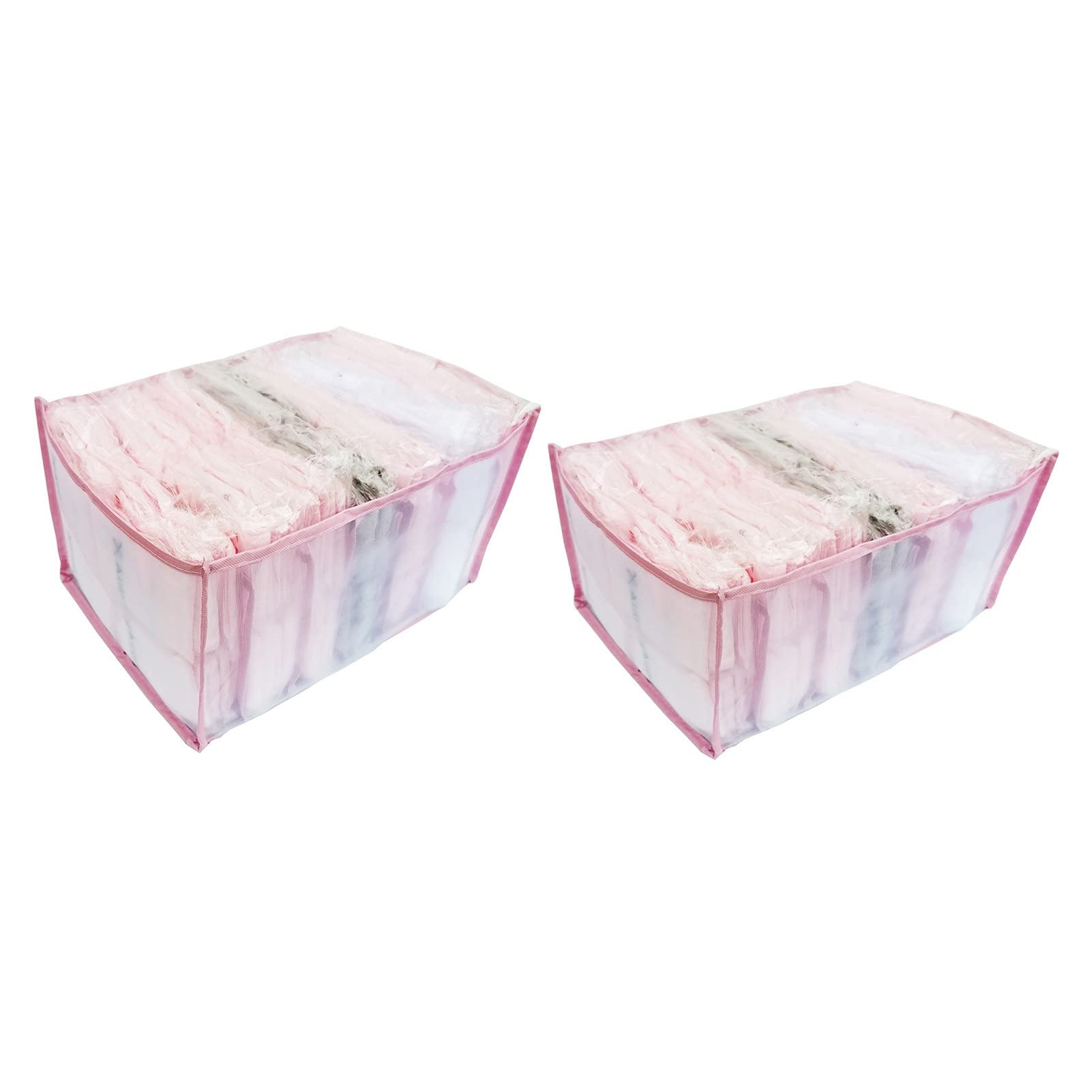 2-Pack Hwangli Nylon Storage Baskets - Foldable Clothes Organizer Box with See-Through Mesh Design for Bedroom, Closet & Laundry Room Organization - Multi-Layer Home Garment Storage Solution