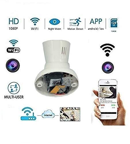 Asleesha WiFi Bulb Holder with 4K HD Camera - Night Vision Security Camera with Audio Recording for Home Surveillance, Baby Monitor & Pet Monitoring