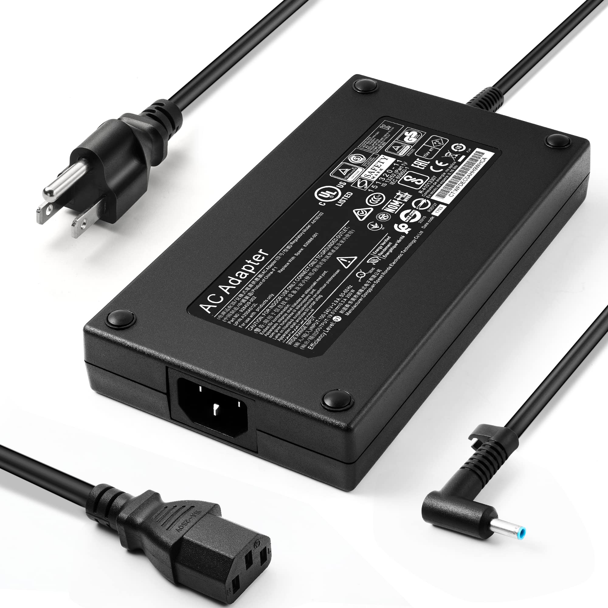 200W HP Laptop Charger Power Supply - Compatible with OMEN, Pavilion Gaming, Envy 15 (2020), 15t, 17t Models - Replacement for TPN-DA10, L00818-850, ADP-200HB B - Perfect for Home, Office & Travel Use