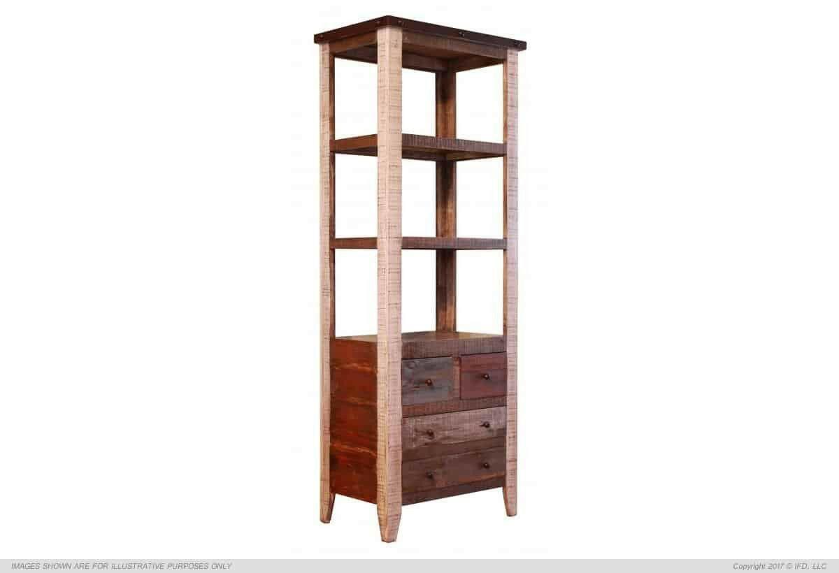 Antique Multi-Color IFD964 Wall Unit Entertainment Center for Living Room - Stylish TV Stand with Storage for Home Theater Setup