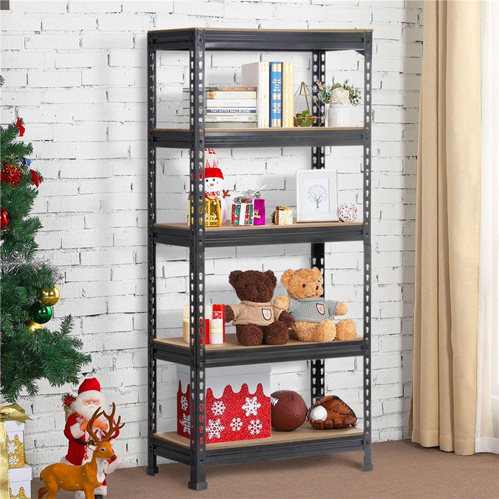Yaheetech Heavy Duty 5-Tier Metal Garage Storage Shelves - Adjustable Shelf Height, Sturdy Steel Shelving Unit for Garage, Workshop, Basement & Closet Organization - Perfect for Storing Tools, Boxes, and Home Supplies