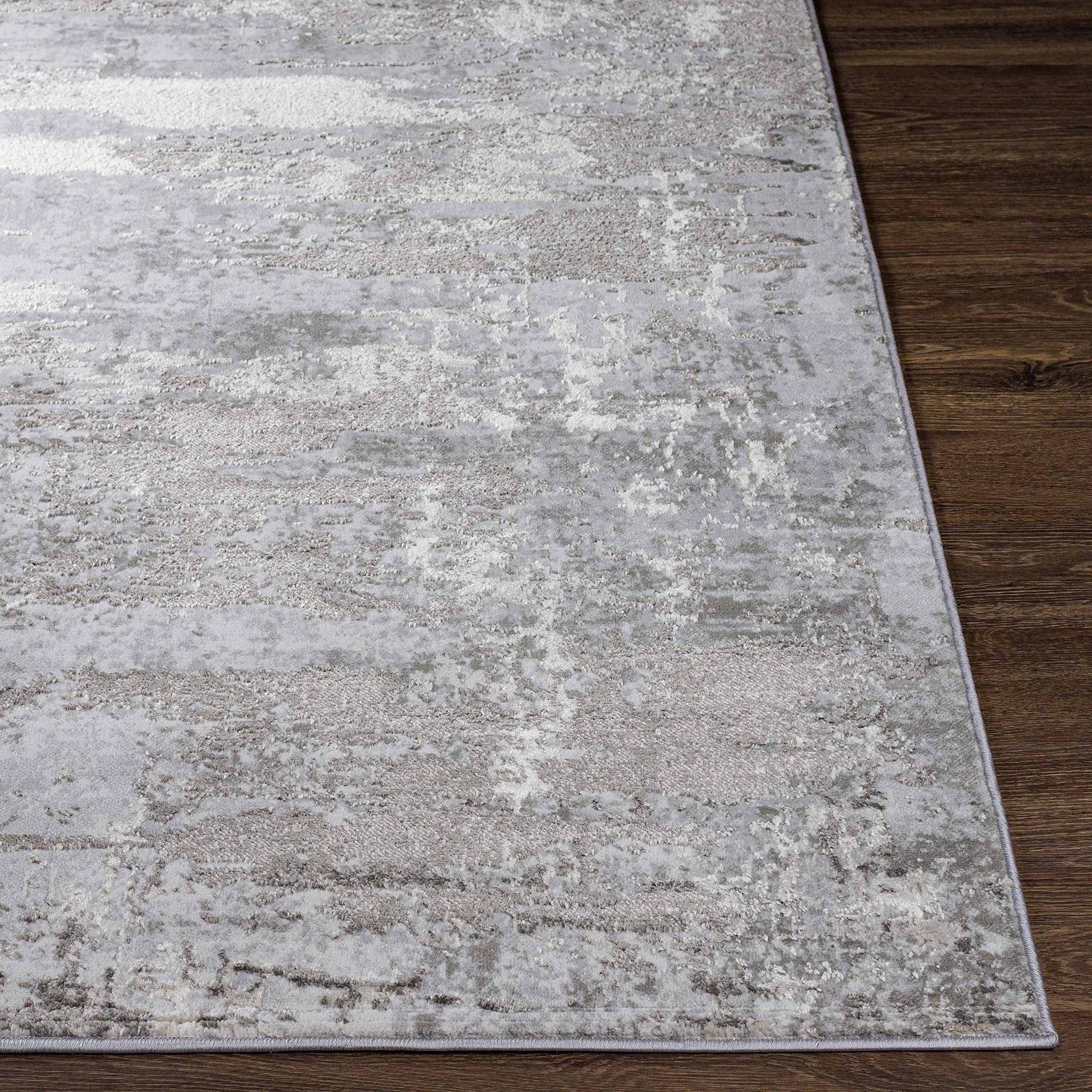 Hauteloom Pattao Modern Area Rug for Living Room & Bedroom - Soft Gray & Beige - 6'7
