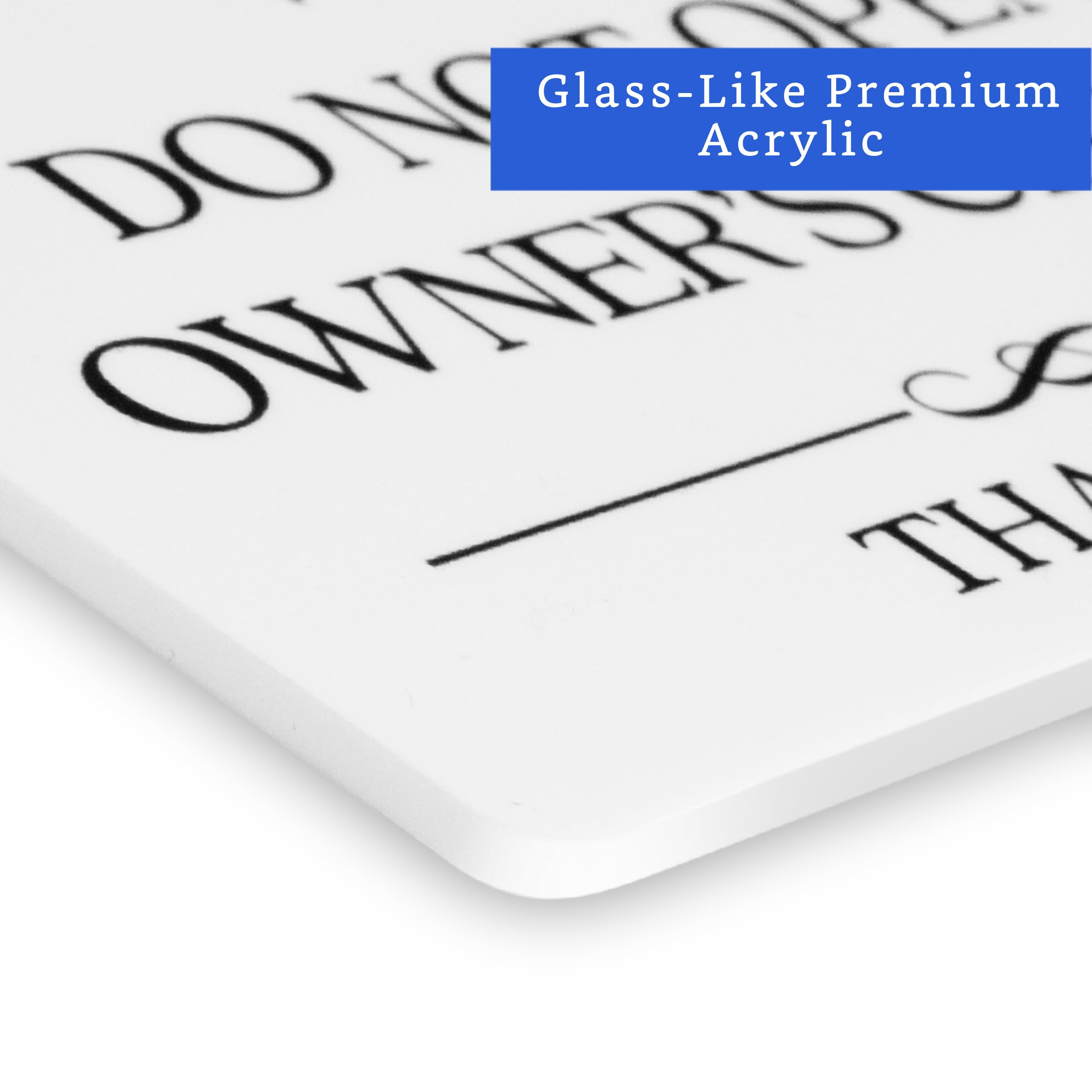 Do Not Open Owner's Closet Sign - White Acrylic 5 x 3.5 Inch - Private Door Sign for Airbnb, Vrbo & Short Term Rentals - Perfect for Hosts & Property Managers - Essential for Bedrooms, Storage Rooms & Restricted Areas
