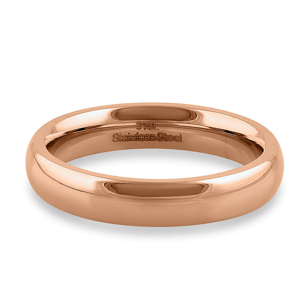 4mm Rose Gold High Polish Stainless Steel Band Ring for Women - Elegant & Durable Jewelry for Everyday Wear, Gift, Wedding, and Special Occasions
