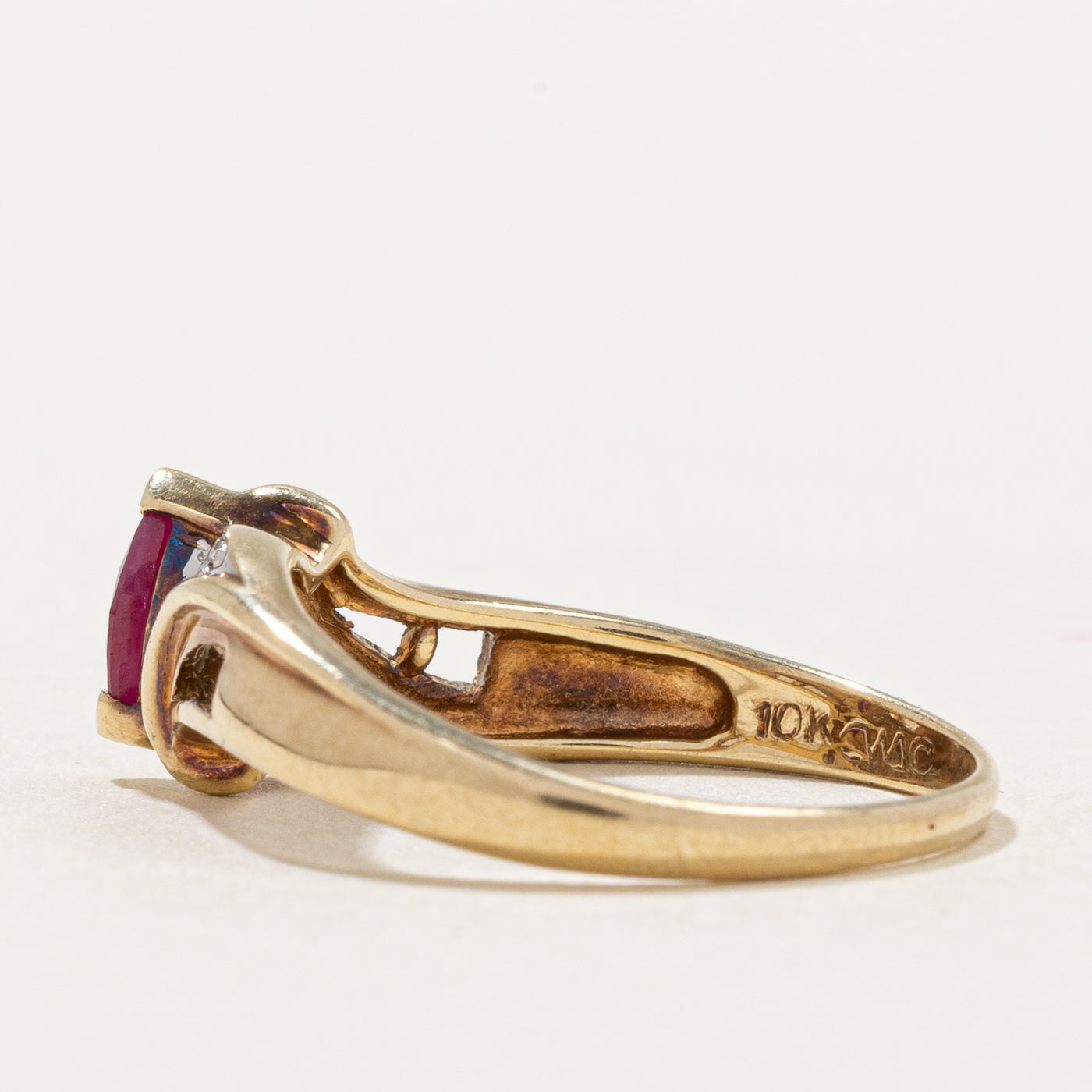 Exquisite Ruby & Diamond Bypass Ring | 0.23ct Natural Ruby & 0.02ctw Diamond Accents | Size 6 | Perfect for Anniversary Gifts, Valentine's Day & Special Occasions