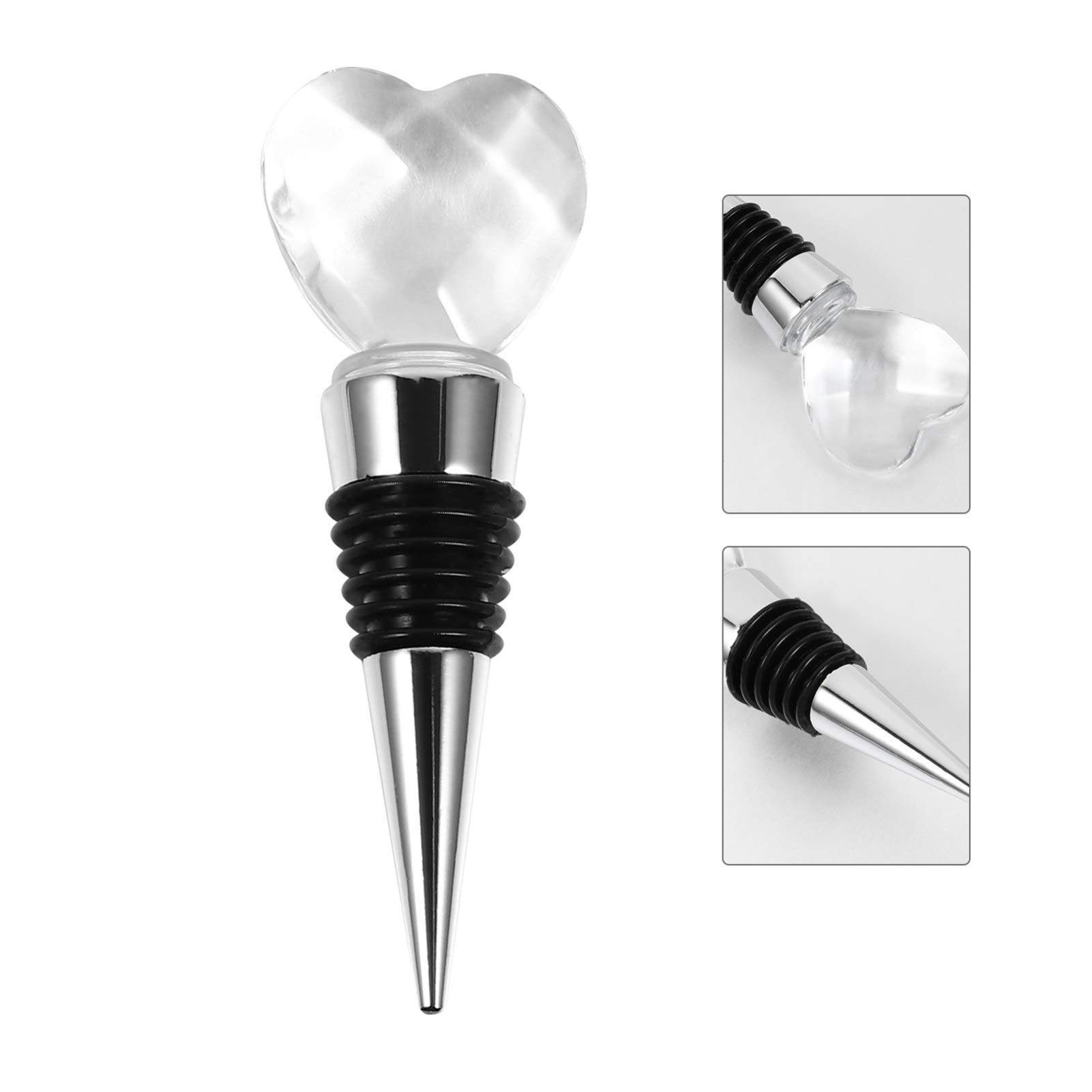 Heart-Shaped Wine Stopper - Rhinestone Alloy Wine Bottle Plug & Vacuum Sealer - Decorative Wine Bottle Cap for Parties, Weddings & Romantic Dinners