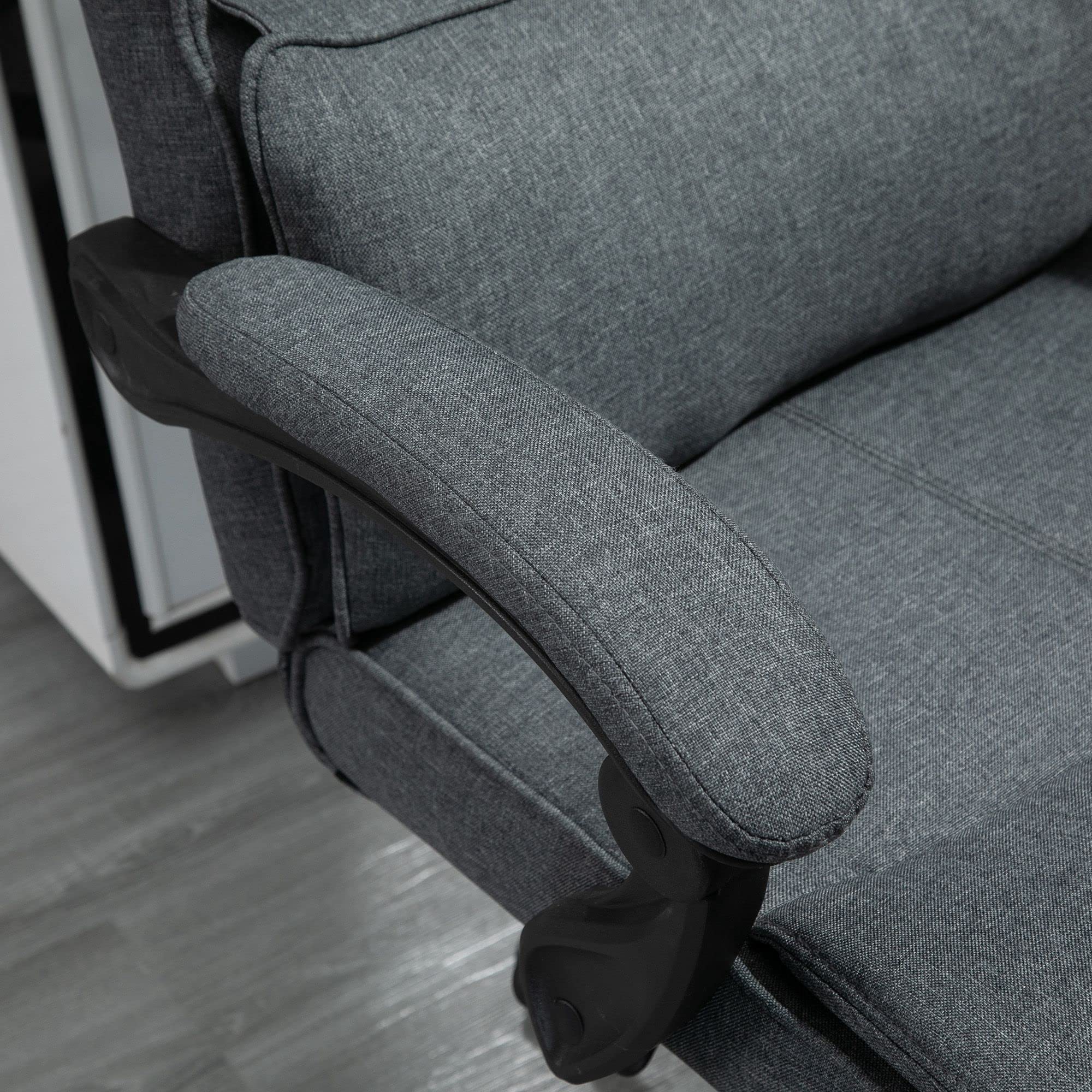 Vinsetto High Back Executive Office Chair with Footrest - Adjustable Reclining Computer Desk Chair, Ergonomic Fabric Chair with Headrest & Lumbar Support (Gray) - Perfect for Home Office, Gaming, and Workspace Comfort