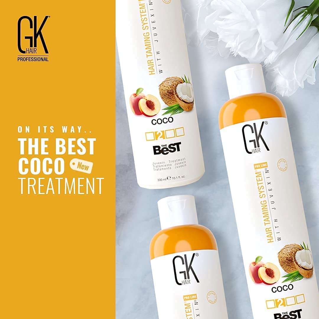 GK HAIR Global Keratin Smoothing Treatment (10.1 Fl Oz/300ml) - Brazilian Keratin Complex for Frizz-Free, Silky Smooth Hair | Professional Blowout & Straightening Solution for Salon-Quality Results at Home | Perfect for Damaged, Curly, or Unmanageable Hair