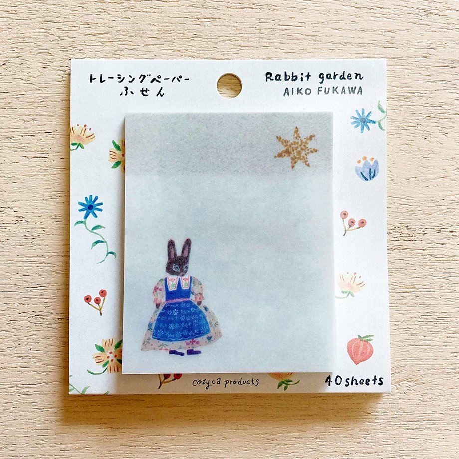 Aiko Fukawa Rabbit Garden Tracing Sticky Notes - Cute Bunny Sticky Pads for Journaling, Planner, Office & School Supplies - Perfect for Note Taking, Bookmarking & DIY Crafts