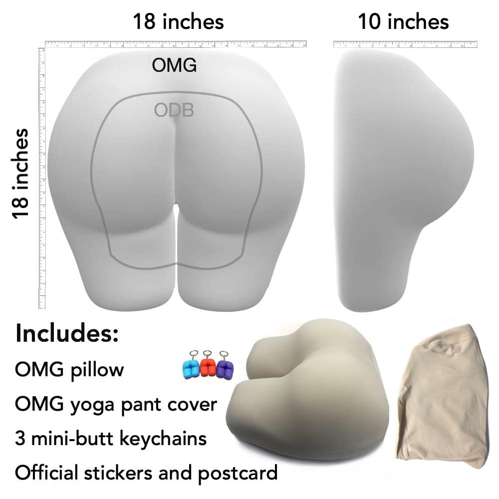 **Ergonomic Butt-Shaped Pillow for Back & Hip Support - Soft Natural Yoga Pant Cover - Stress & Anxiety Relief for Side, Back & Stomach Sleepers - Perfect for Home, Office & Travel Use**