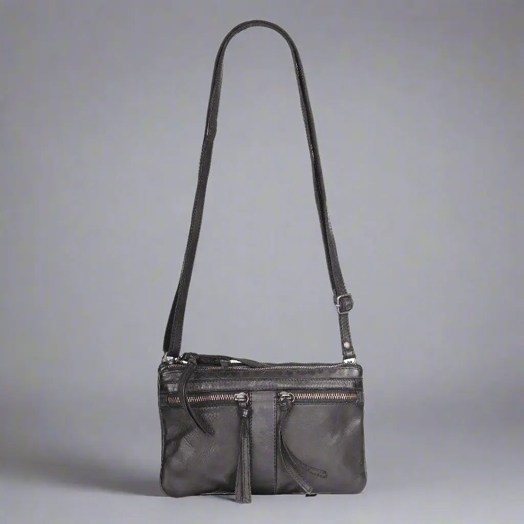 Premium MET Leather Crossbody Bag with Dual Front Zipper Pockets - Stylish & Secure for Women's Daily Use, Travel & Shopping