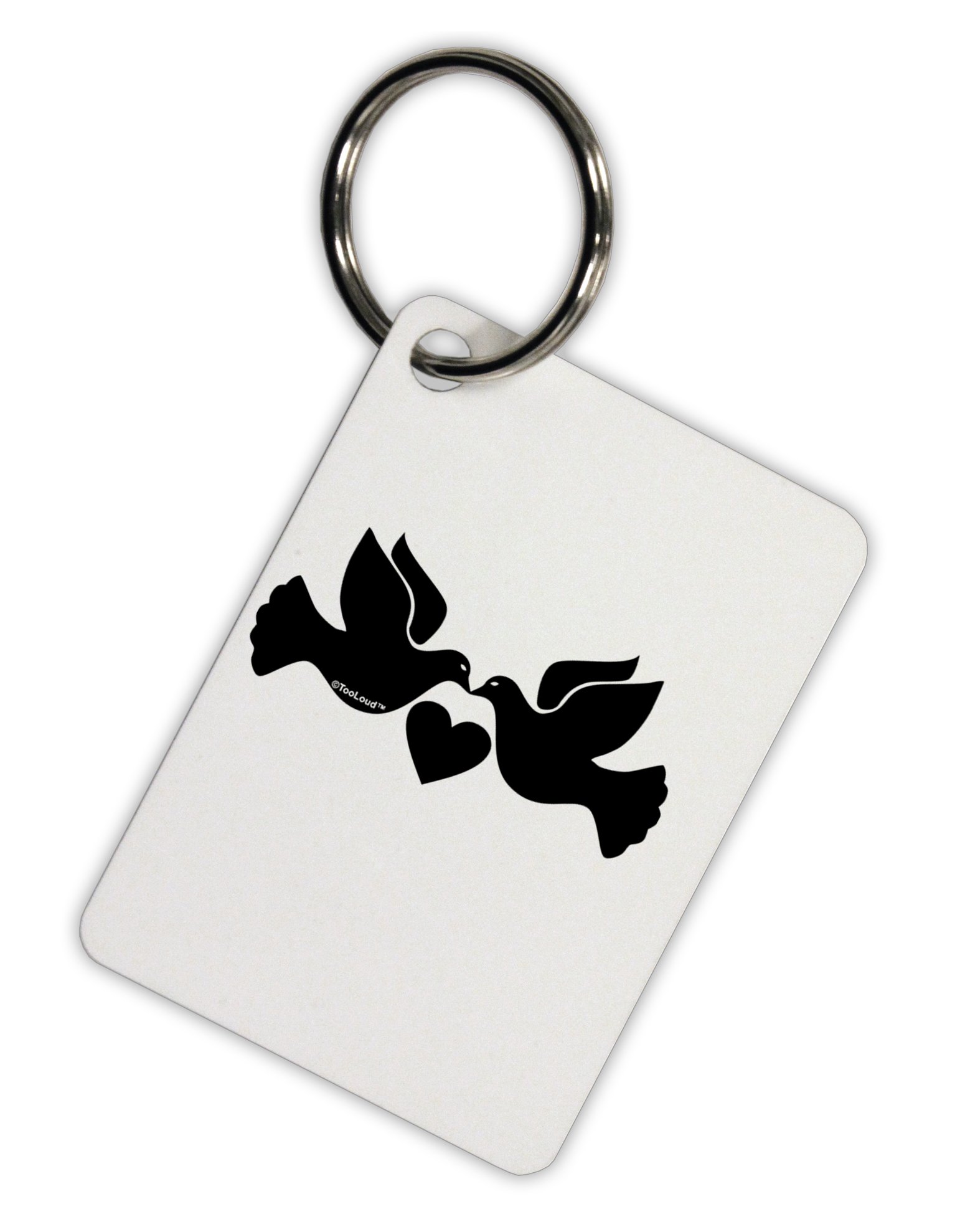 TooLoud Two Turtle Doves Aluminum Keyring Tag - Durable Metal Keychain for Keys, Gifts & Everyday Carry (Perfect for Christmas, Weddings & Special Occasions)