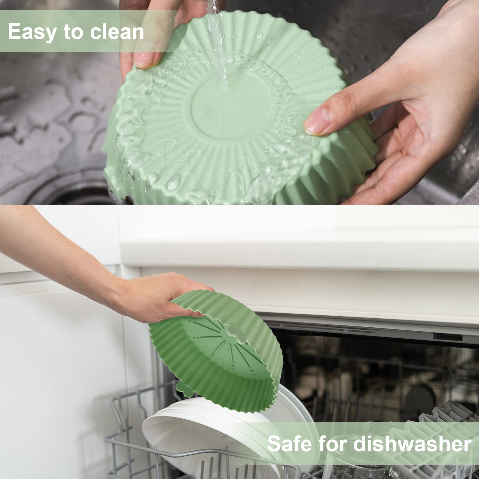 Smilcloud 2-Pack 5.3 Inch Round Silicone Air Fryer Liners - Non-Stick Baking Pan & Basket Replacement for Oven, Microwave - Perfect for Home Kitchen Cooking, Roasting & Reheating Food