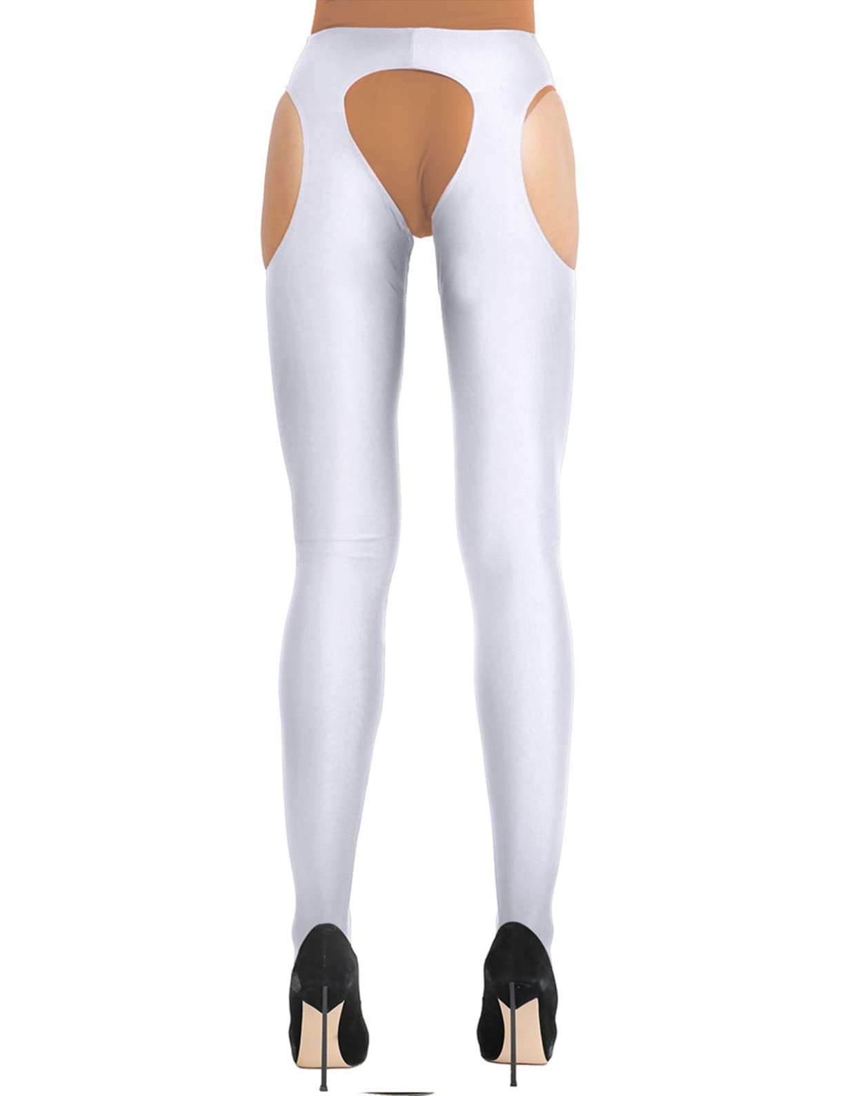 Sexy Crotchless Leggings for Women - Opaque Suspender Trousers & Thigh-High Stockings | Perfect for Lingerie, Role Play & Intimate Occasions