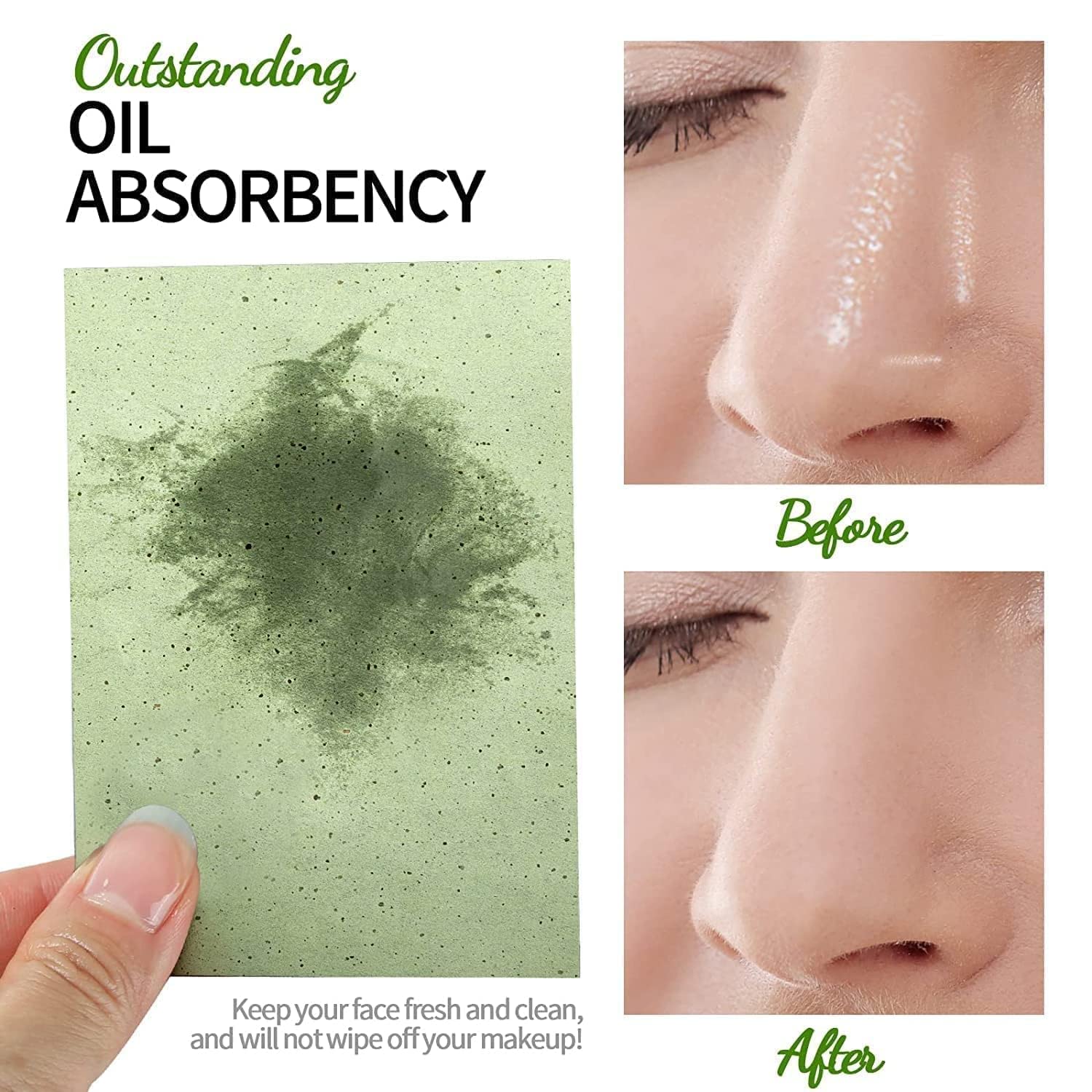 BONDWET Oil Absorbing Facial Blotting Papers - 100 Sheets with Bamboo Charcoal & Green Tea for Oily Skin Control | Portable Makeup Touch-Up for On-the-Go & Travel