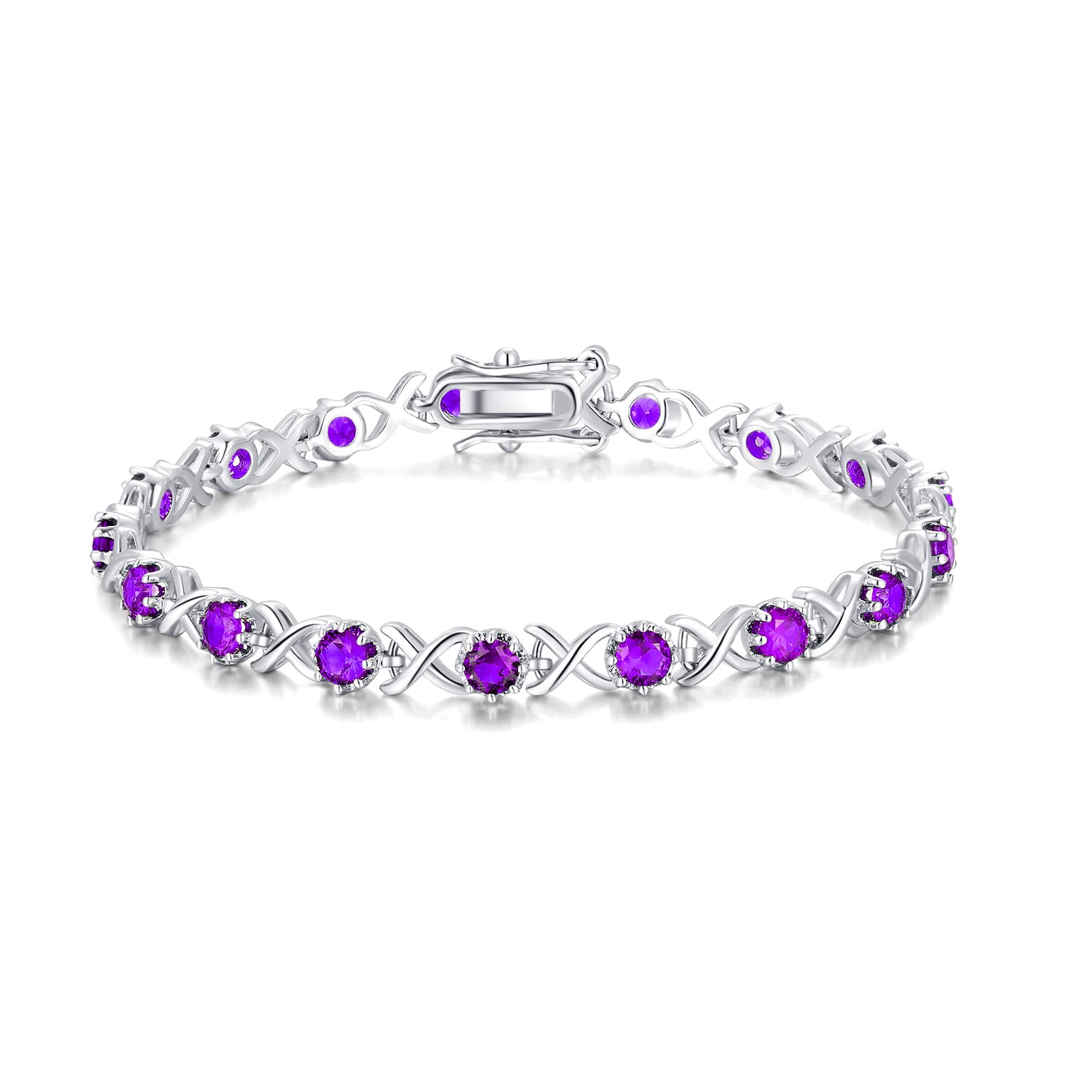 Foruiston Sterling Silver XO Tennis Bracelet 7.25