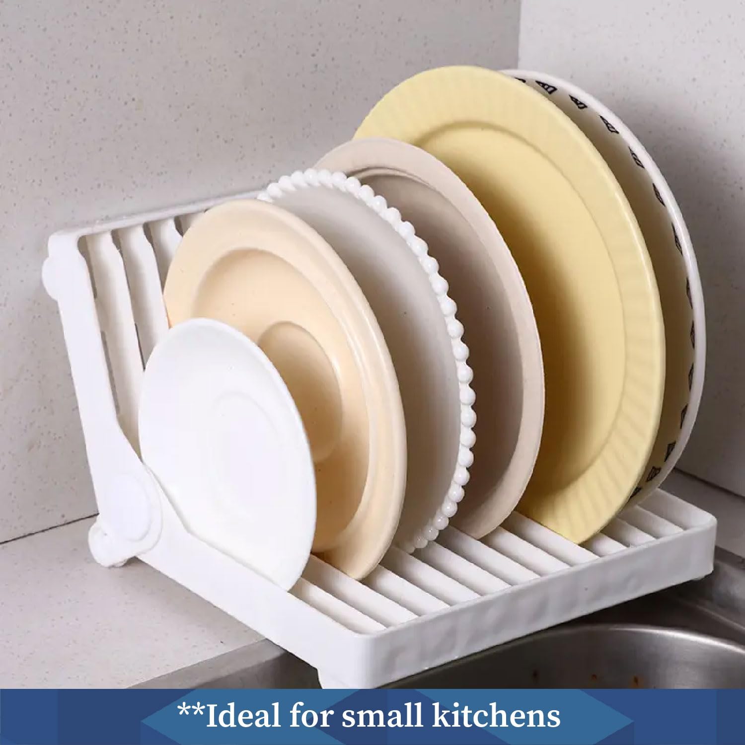 Foldable Dish Drying Rack & Plate Stand - Space Saving Kitchen Organizer for Cups, Bowls & Utensils | Compact Dish Drainer for Small Spaces | Perfect for Apartments, RVs & Countertop Storage (Pack of 1)