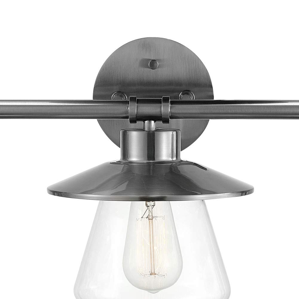 Globe Electric 51495 Nate 5-Piece Modern Bathroom Set in Brushed Steel - Vanity Lights, Towel Ring, Robe Hook & Toilet Paper Holder (Bulbs Not Included) - Perfect for Bathroom Renovation & Home Decor