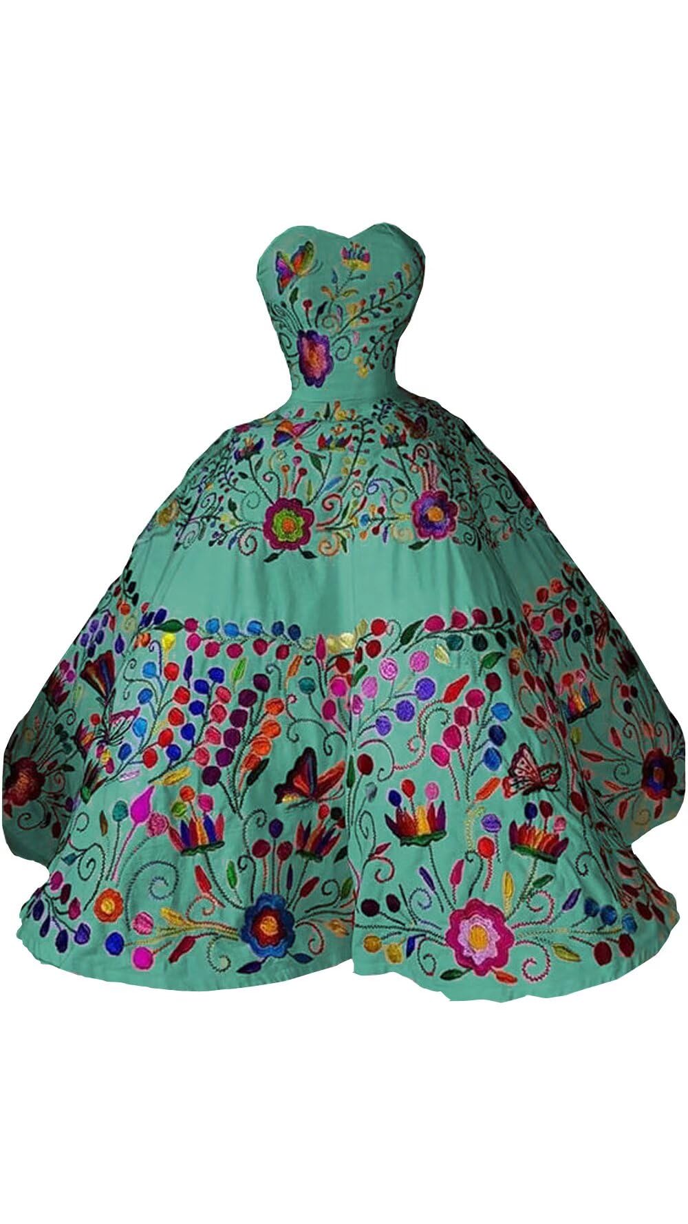 Elegant Satin Mexican Dresses for Women - Embroidered Strapless Quinceañera Dress with Corset for Sweet 15 & 16 Celebrations | Perfect for Quinceañeras, Birthday Parties & Special Occasions 2024
