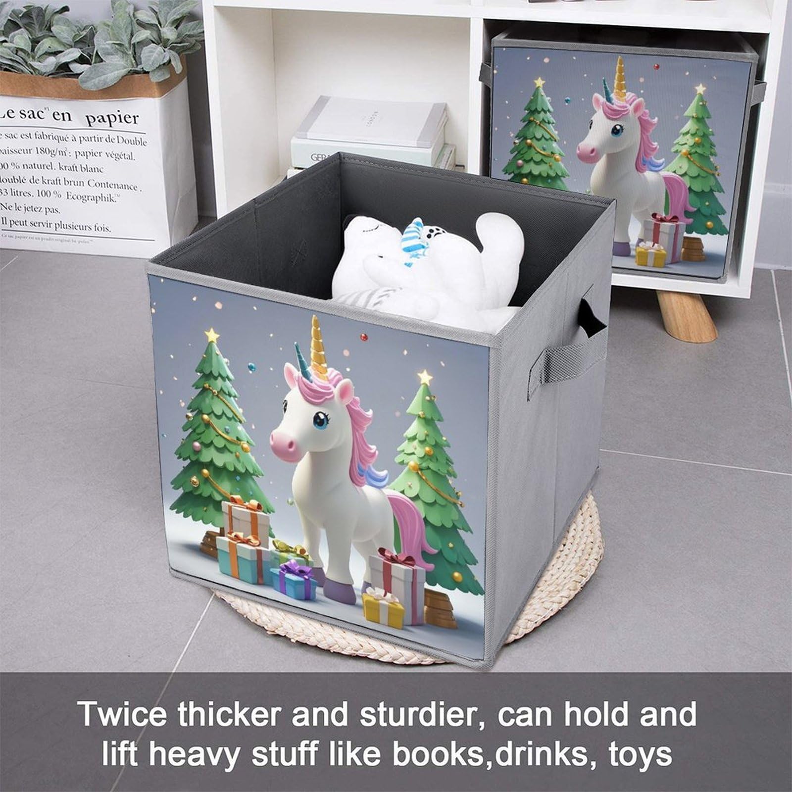 Foldable Storage Bins with Handles - Large Capacity Printed Jewelry Storage Boxes for Home, Office & Playroom Organization | Perfect for Closet, Shelf & Underbed Storage