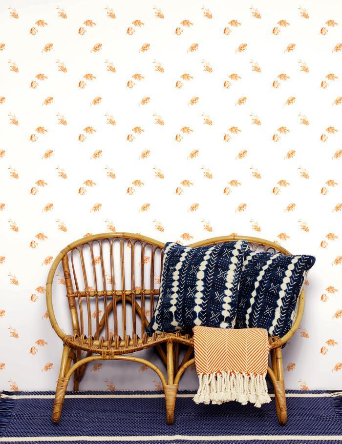 Nathan Turner White 'Goldfish' Wallpaper - Elegant Peel and Stick Wallpaper for Living Room, Bedroom, and Nursery Decor