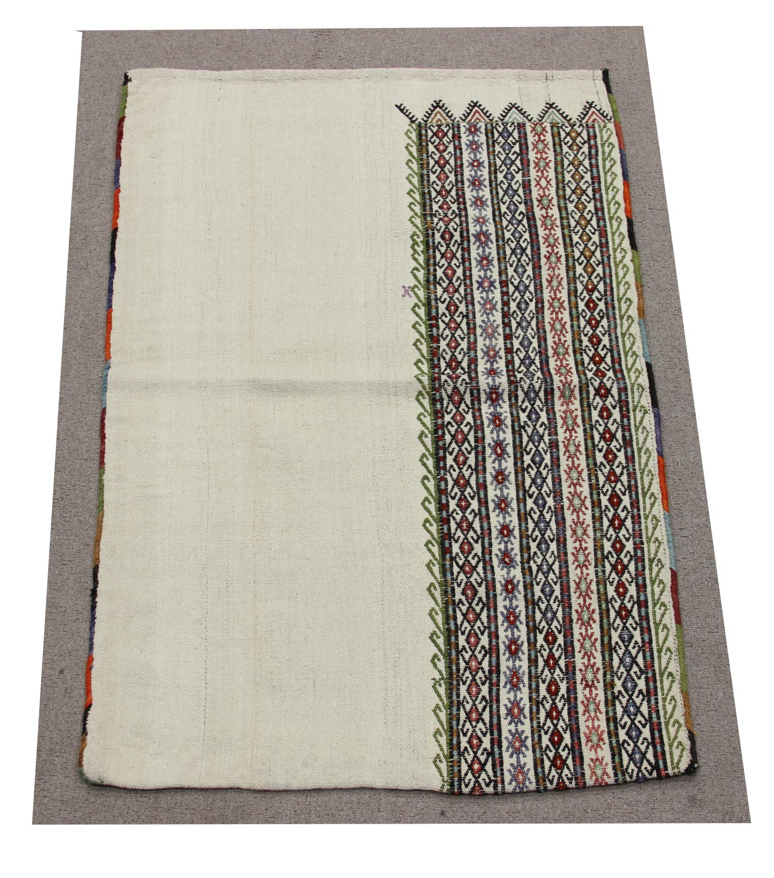Handmade Vintage Turkish Doormat 3.6x2.3 Feet - Anatolian Carpet Small Area Rug for Bathroom, Bedroom & Entryway - Non-Slip Home Decor Rug with Traditional Design for Cozy Living Spaces