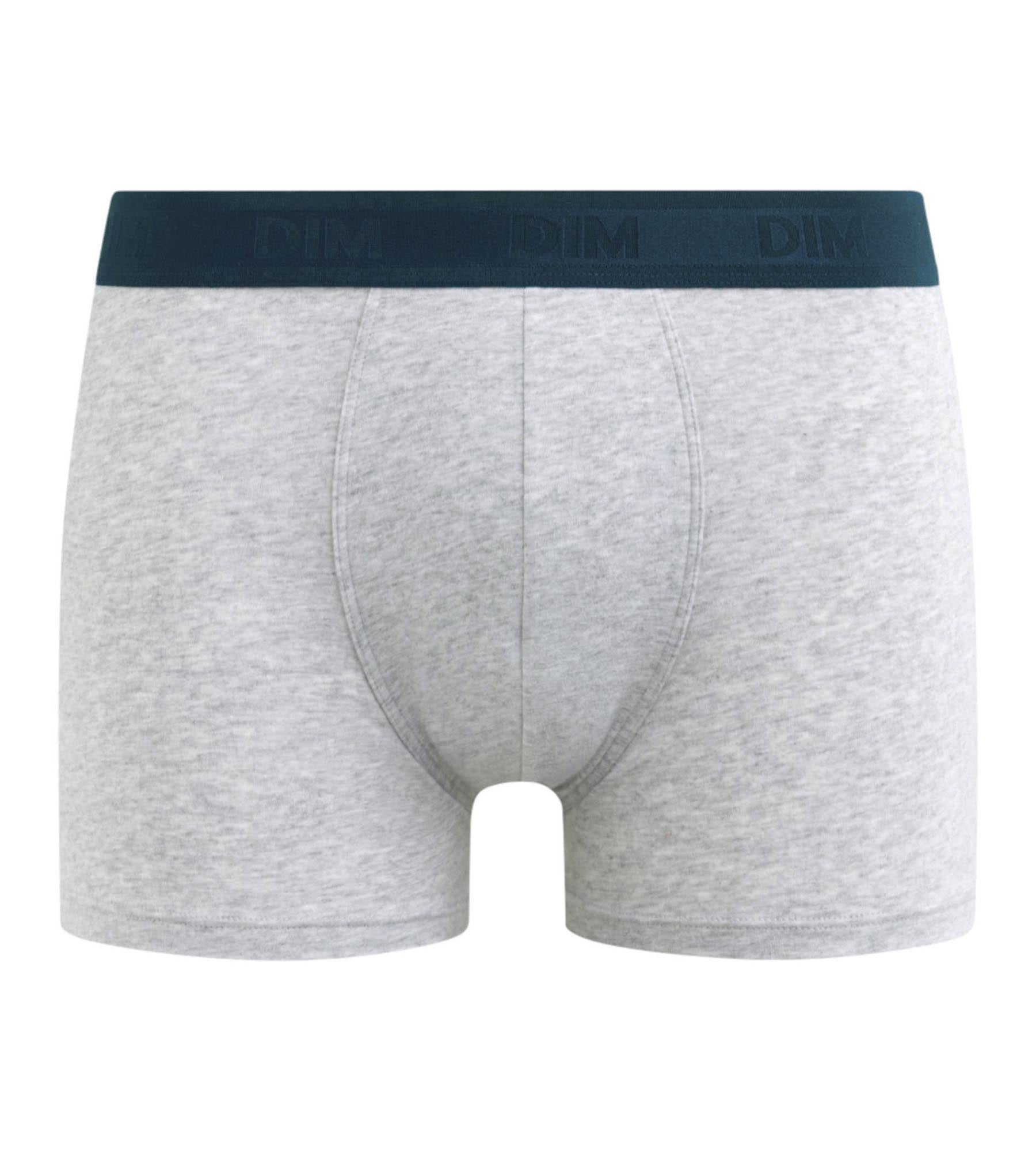Men's Stretch Cotton Boxer Briefs with Contrast Waistband - Grey - Comfortable Underwear for Everyday Wear & Active Lifestyle