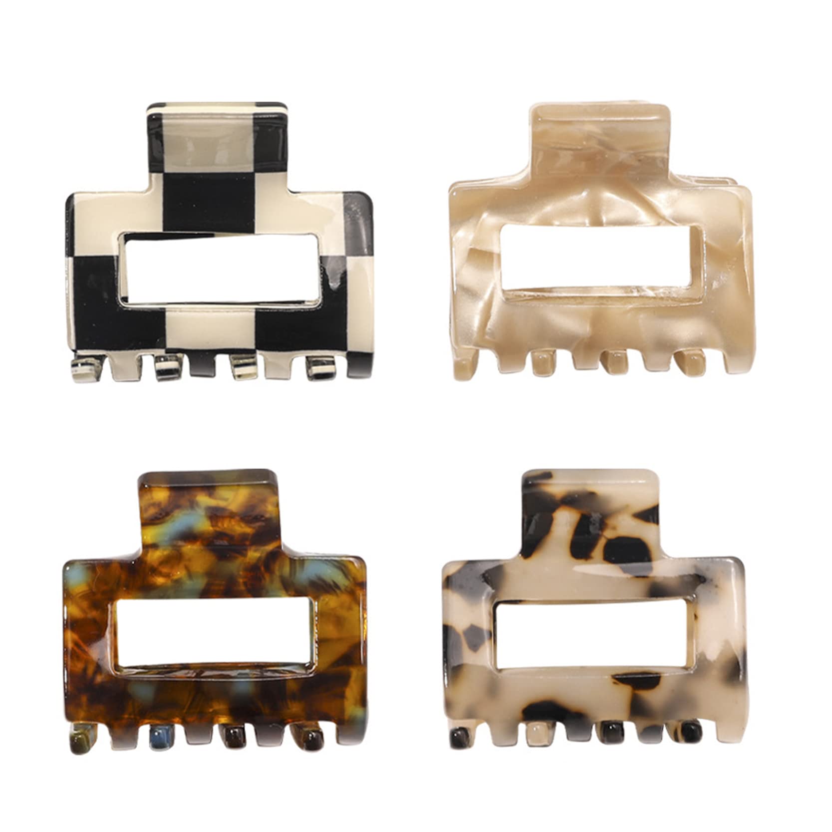 4PCS Non-Slip Acetate Hair Clips for Women & Girls - Tiny Claw Hair Clips for Thin to Medium Thick Hair - Perfect for School, Work, Gym & Everyday Styling