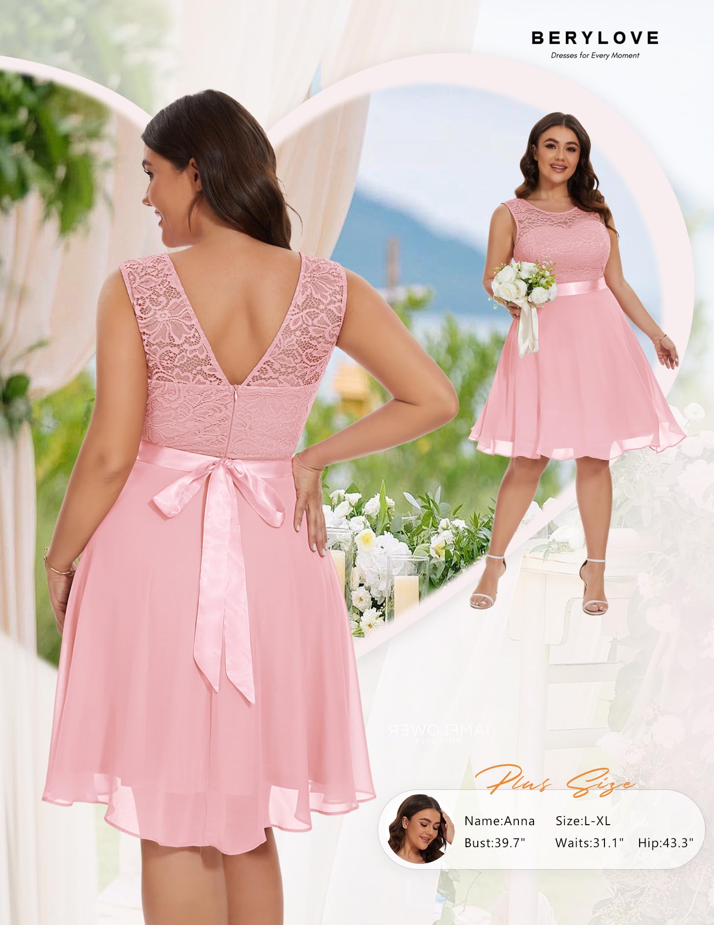 BeryLove Women's Short Prom Dress Lace Formal Gown - Wedding Guest, Cocktail Party, Bridesmaid Dress for Special Occasions | Perfect for Homecoming, Anniversary & Evening Events